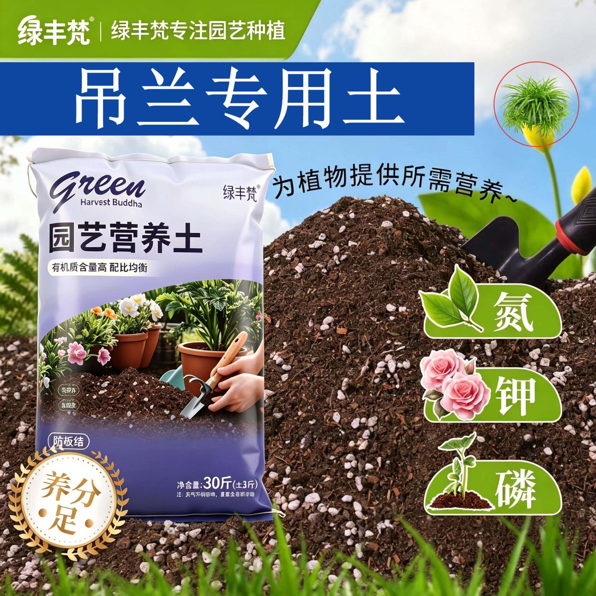 吊兰适用泥炭土不板结加珍珠岩室内包邮天然防徒长观花促生长盆栽