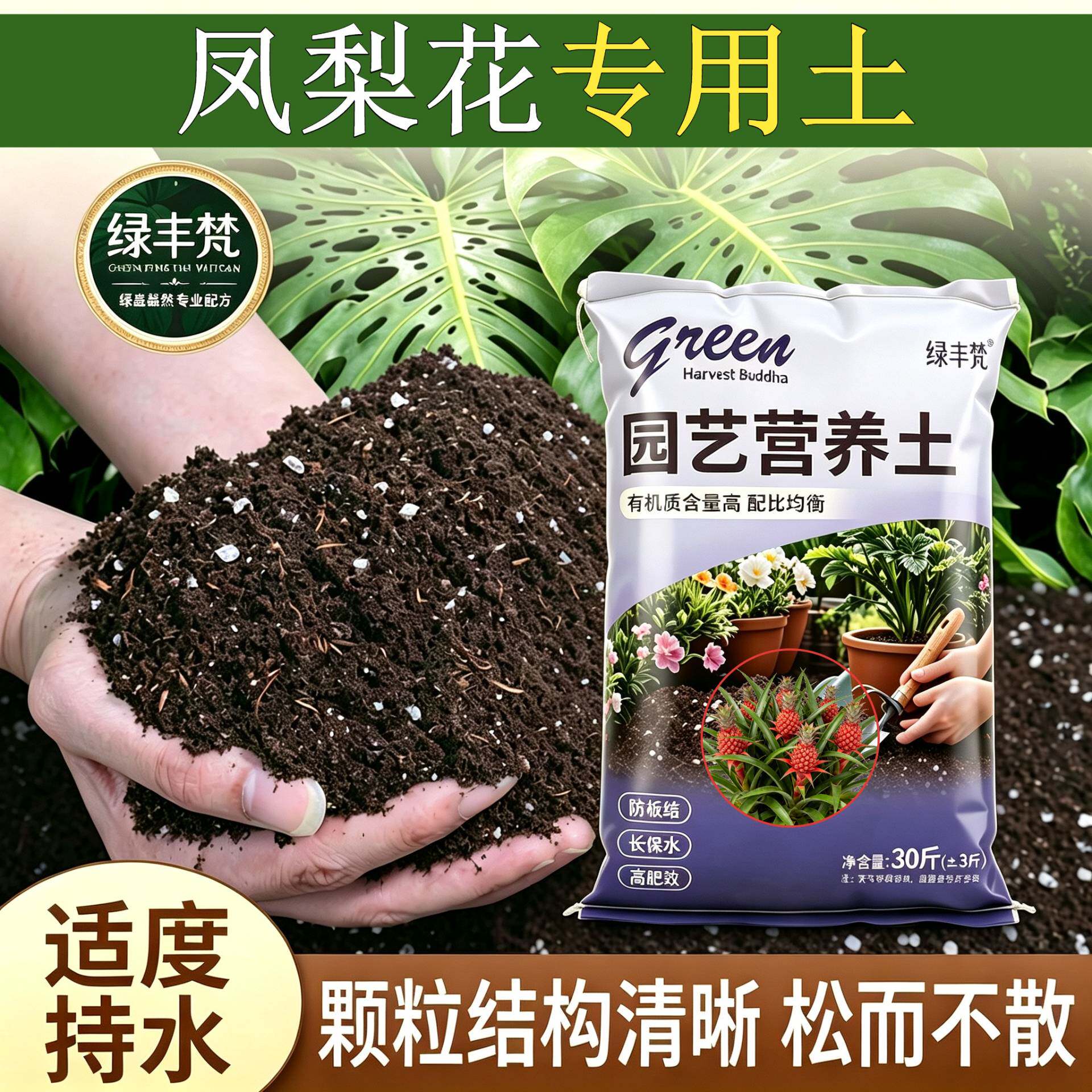 凤梨花专用盆景土加珍珠岩疏松透气扦插加有机肥天然绿叶观叶精选
