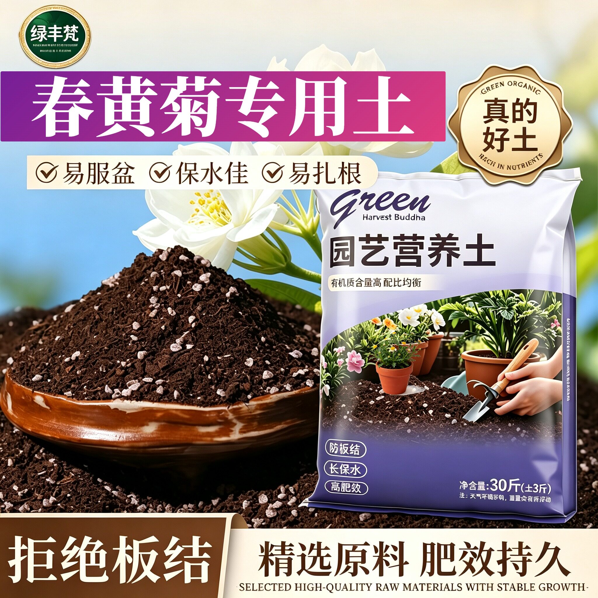 春黄菊适用种植土高温灭菌保水保肥盆栽包邮无菌壮根喜酸绿叶多肉