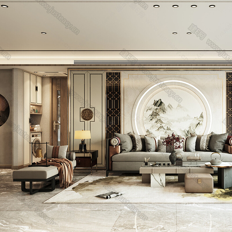 新中式客厅大小户型中国风设计感沙发简约布艺沙发极简组合家具