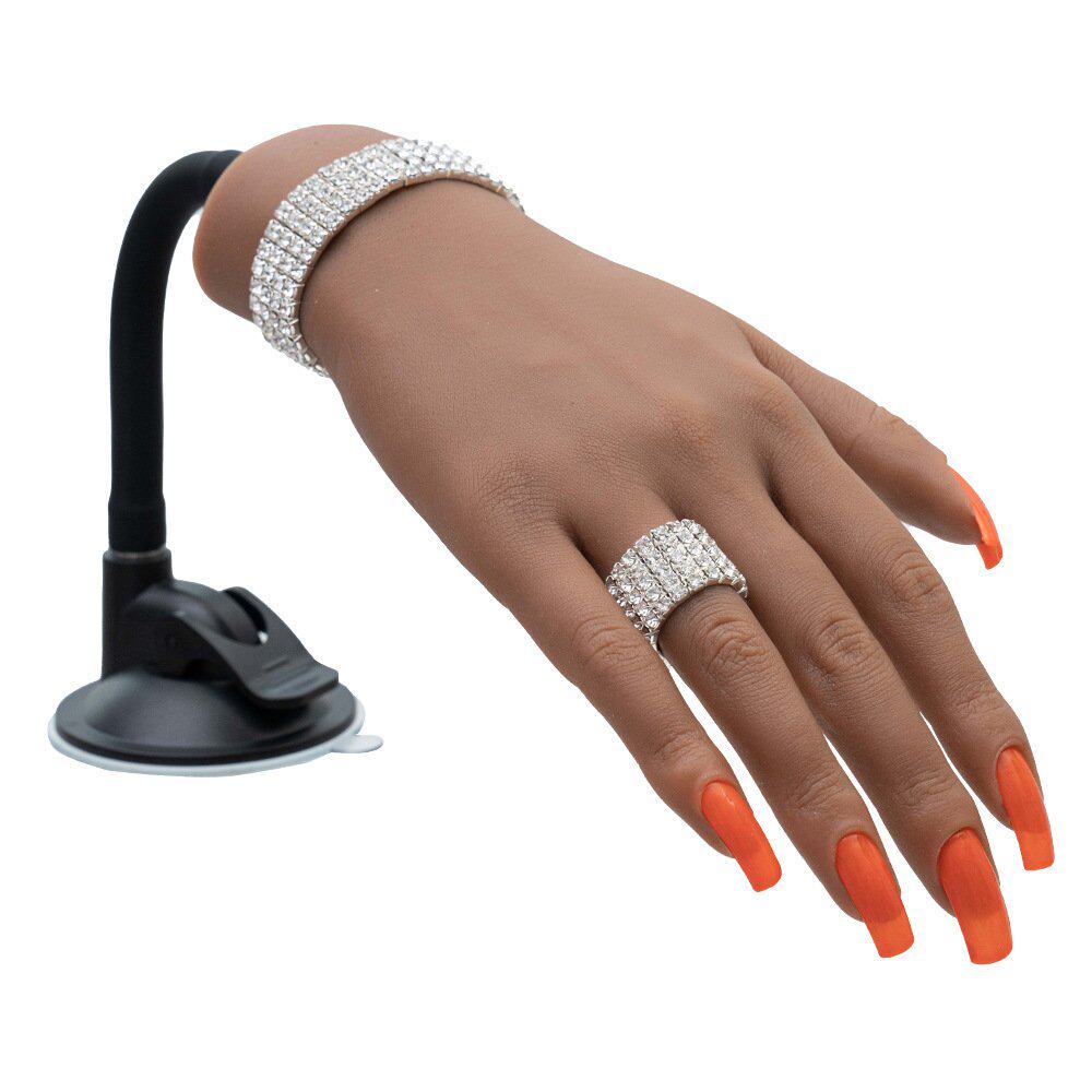 美甲硅胶逼真肤色练习假手模型带关节可弯曲活动可插甲片吸盘支架