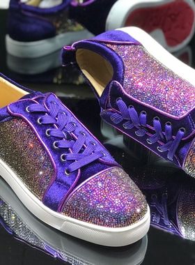 欧洲站cl男鞋烫钻红底鞋低帮真皮鞋火焰奥钻休闲板鞋潮牌欧货