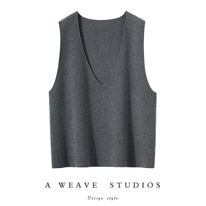 2025新款100%纯山羊绒马甲女V领