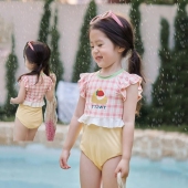 泳装 女童可爱连体泳衣夏季 儿童游泳衣温泉度假风女宝宝速干时尚 潮