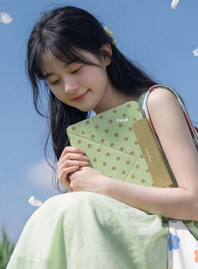 【3+y折带搭扣】曲奇抹茶适用ipadair7保护套第11代6小米平板8壳oppo5绿色vivo4华为matepad11.5s无笔槽pro11
