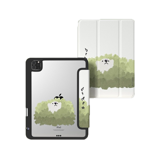 ipadpro2021保护壳带笔槽air5亚克力4日系熊mini6第九代11磁吸套9三折式2018防弯12.9英寸适用苹果透明可拆分