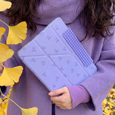 【3+y折带搭扣】紫色蝴蝶结pro11适用ipadair7保护套第11代华为matepad12.2无笔槽vivo4壳oppo5简约小米平板8