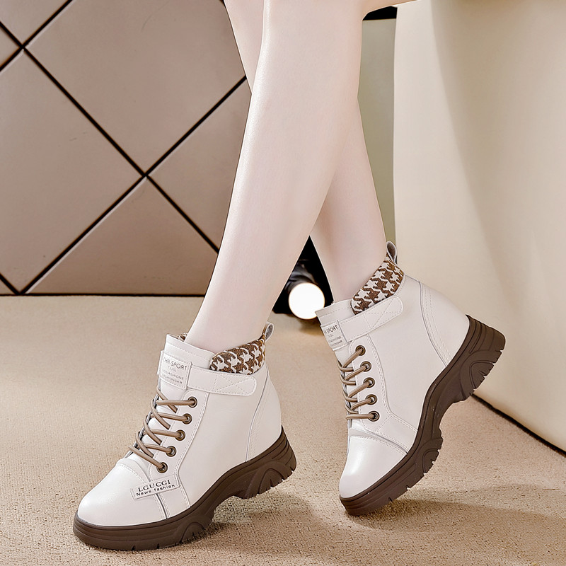 真皮马丁靴内增高女鞋百搭休闲鞋