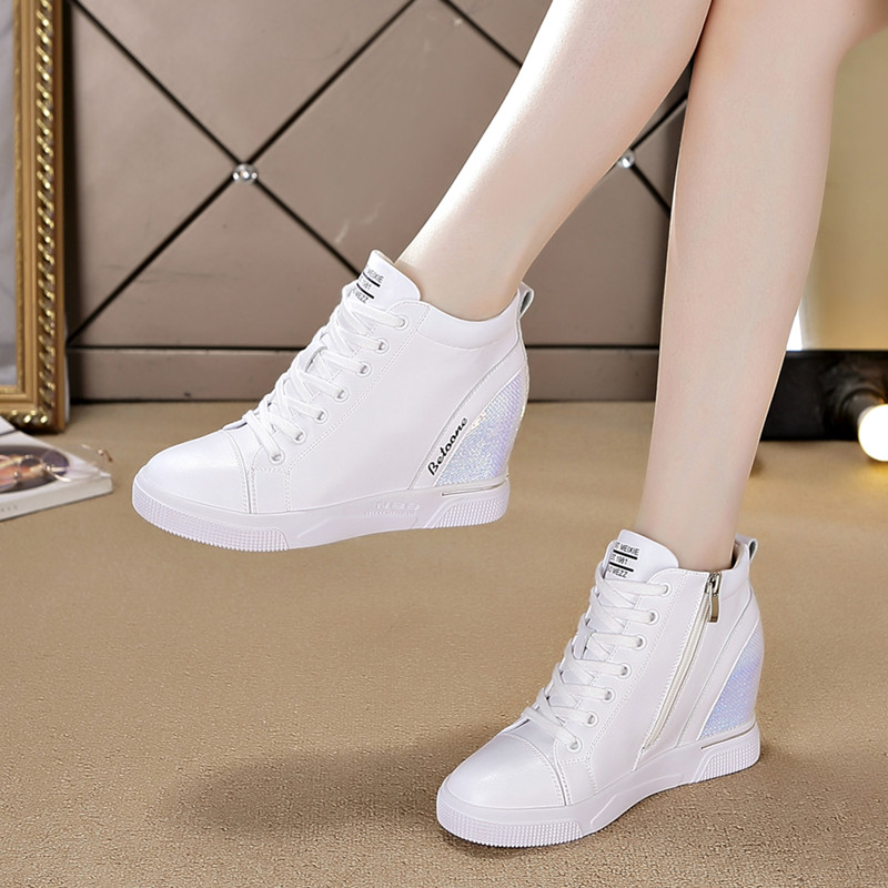 网红女鞋时尚亮片韩版内增高