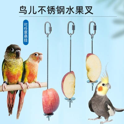 鹦鹉鸟用鸟笼悬挂不锈钢水果叉