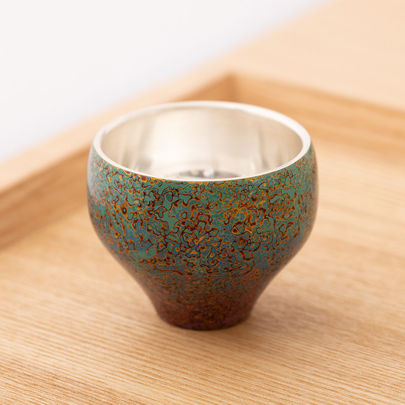 可漆 山海杯 大漆茶杯 纯银杯手工漆器工艺品茶具酒杯精致主人杯