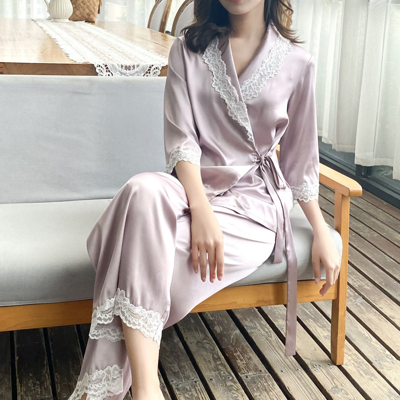 2026新款春秋季冰丝睡衣女款春季薄款家居服高级感丝绸套装可外穿