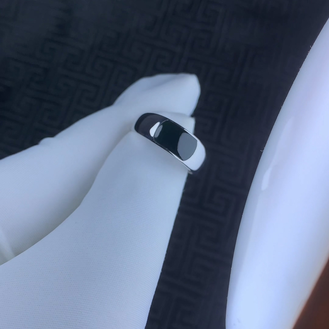 订做！18k金墨翠翡翠马鞍戒指 男士 女士戒指 高端简约大气奢华