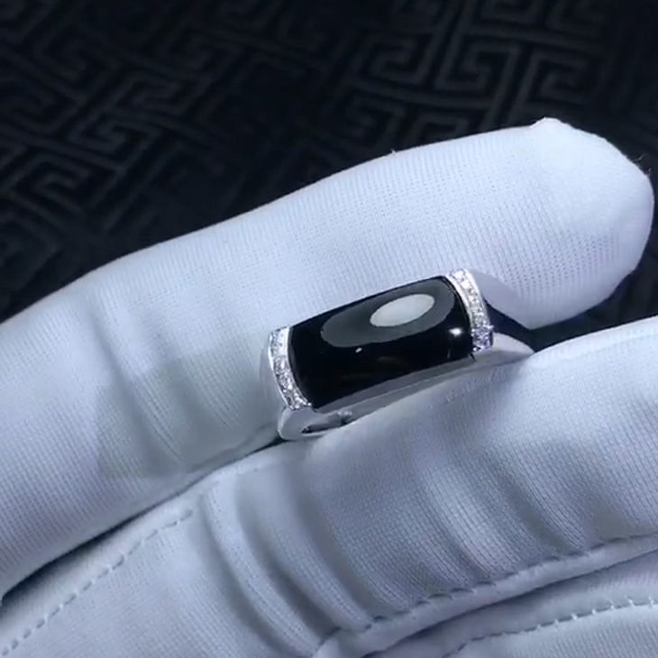 订做！18k金墨翠翡翠马鞍戒指 男士 女士戒指 高端简约大气奢华