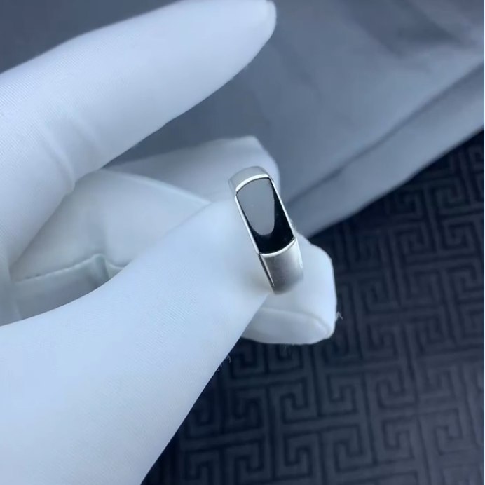 订做！18k金墨翠翡翠马鞍戒指 男士 女士戒指 高端简约大气奢华