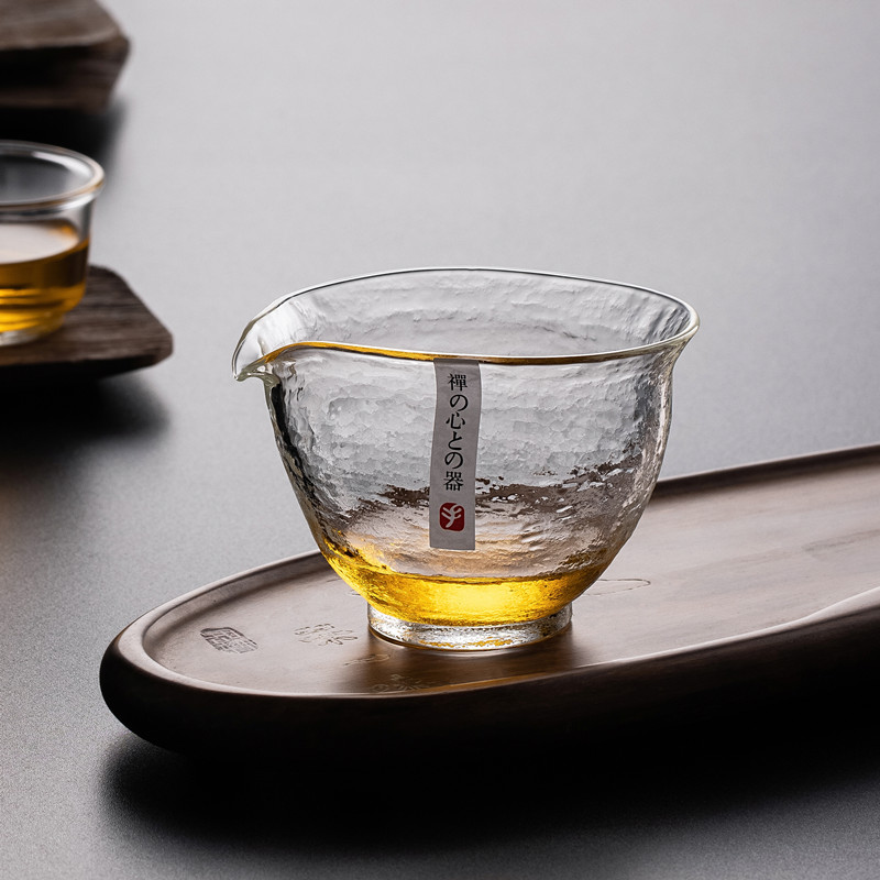加厚玻璃日式无把个性创意锤纹公道杯功夫茶具配件泡茶分茶器家用