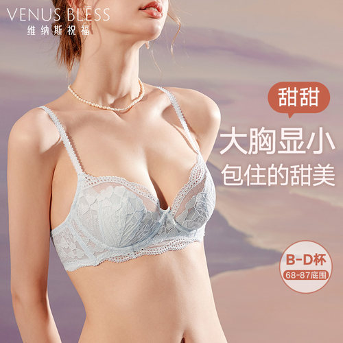 大胸显小 超薄透气 上托防下垂 法式蕾丝