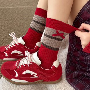 Maxdavid红色本命年红袜子女款 福袜 中筒袜鸿运新年过年礼物礼盒装