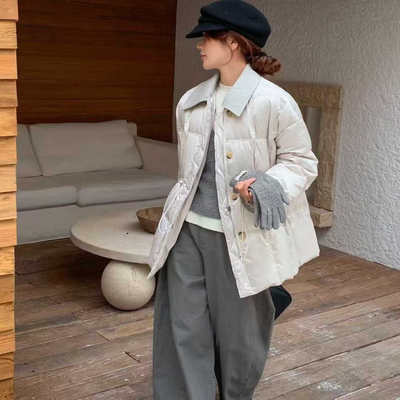 中长款翻领白鸭绒显瘦保暖羽绒服