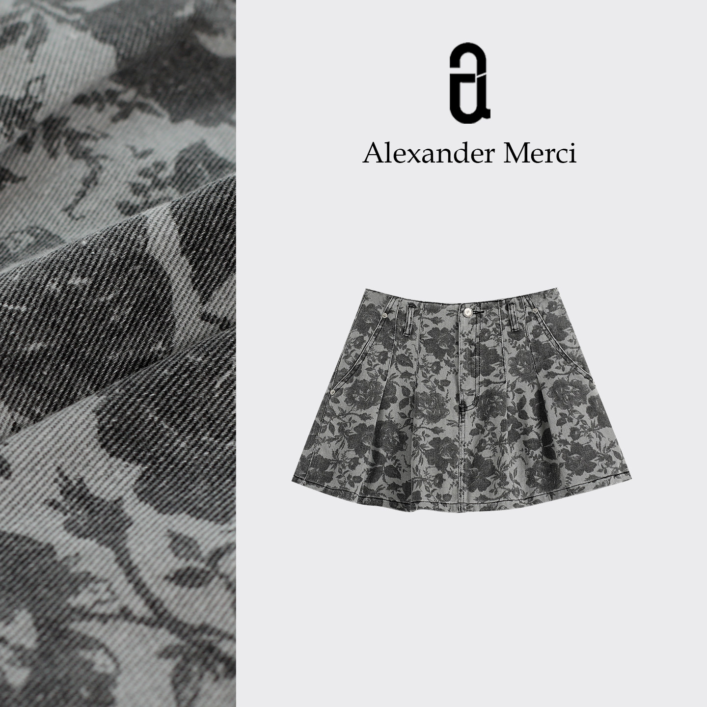 【灰色轨迹】藤蔓印花高级灰街头风牛仔半裙 D25T62001,女装/女士精品,汉服裤装,淘宝优惠券,粉丝福利购,淘宝优惠卷