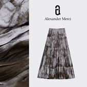 穿越时光级非遗半身裙D25T73030 以染作画 古咖云染 以皱为美