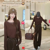 小巧思 超舒服 天丝亚麻 领口串珠渐变设计感打底衫 D25T71703