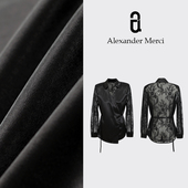 高级醋酸蕾丝拼接设计感缎面V领衬衫 蕾语 D25T52710