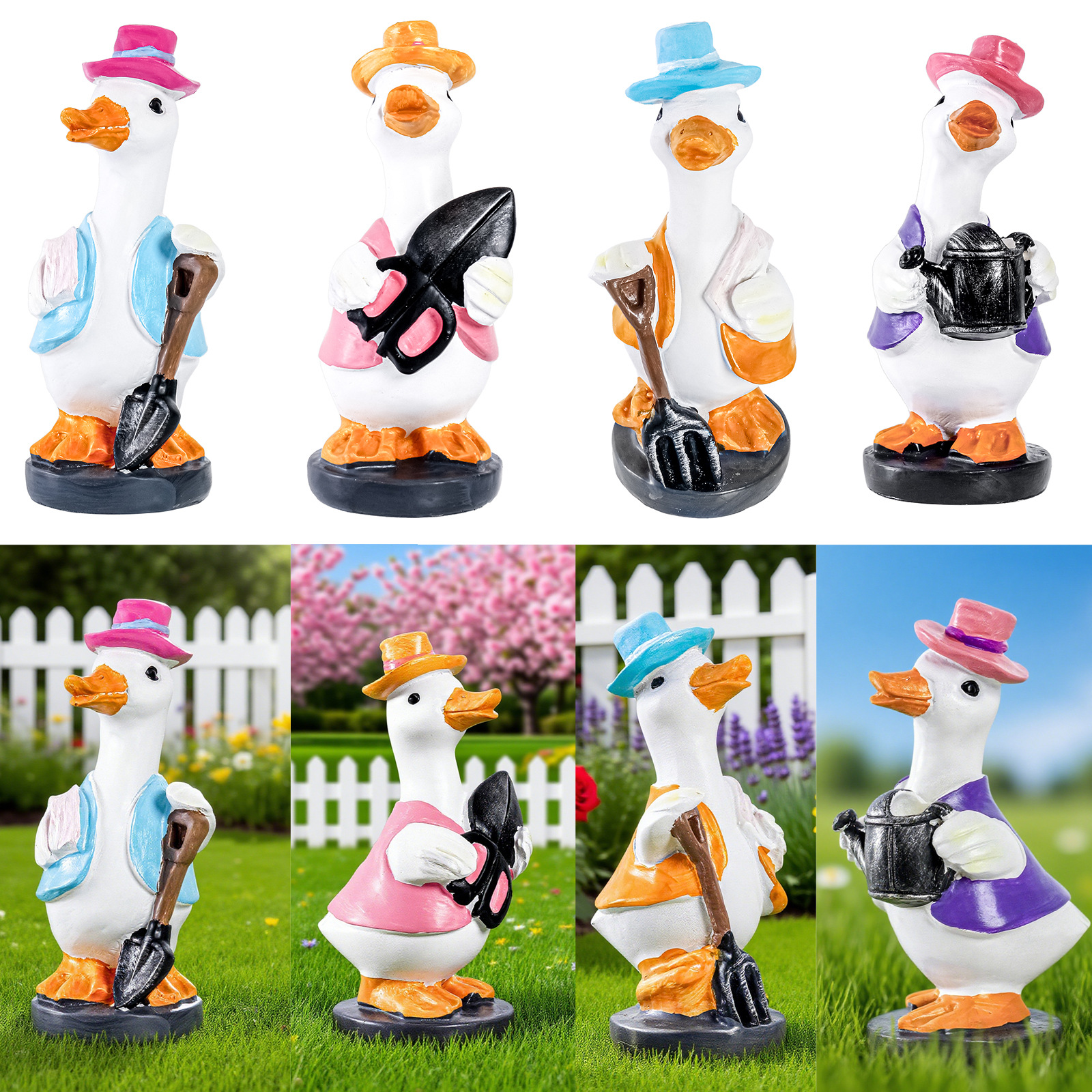 跨境户外花园仿真鸭子园林景观鹅雕塑造景庭院树脂动物工艺品摆件