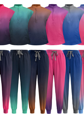 洗手衣套装亚马逊欧美医护工作制服两件套磨砂慢跑服男女42187