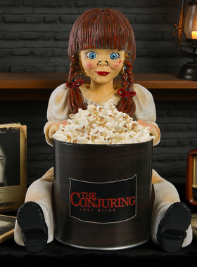 跨境  万圣节 家居 追剧摆件 惊悚 爆米花女孩安娜贝尔爆米花桶