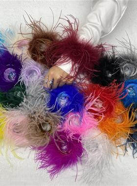 跨境22色鸵鸟毛啪啪圈亚马逊羽毛手环手腕带饰品玩具头饰手镯