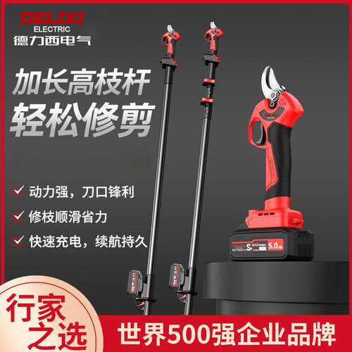 德力西电动剪刀果枝高空修枝剪充电式伸缩杆树园艺剪子剪花