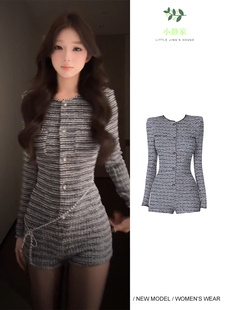 小香风连体短裤女法式高级感气质名媛千金老钱风高端精致连衣裤子