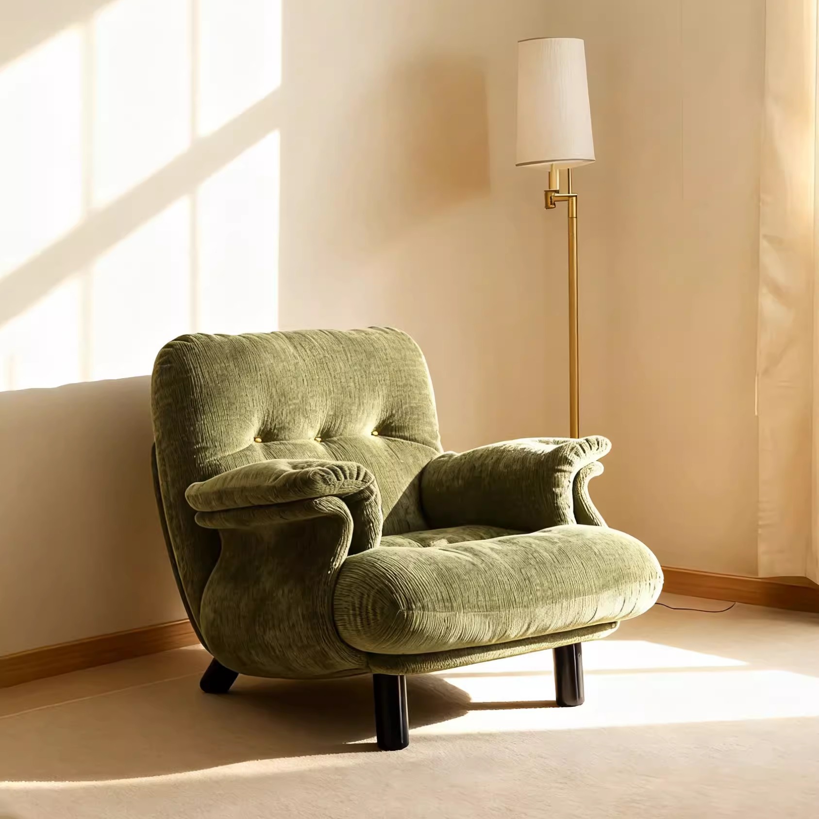 中古风可躺布艺客厅阳台沙发椅