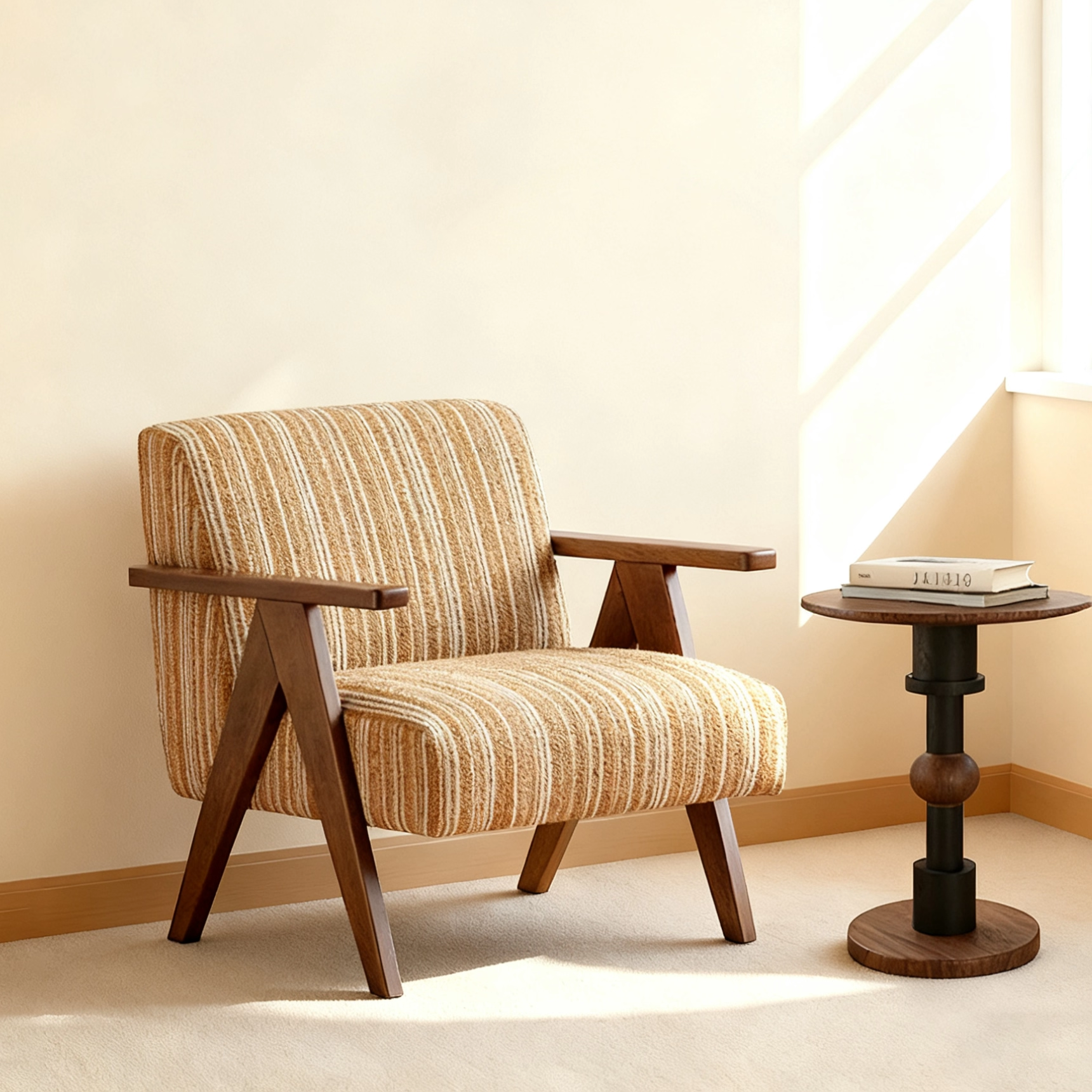 中古风设计师实木沙发椅