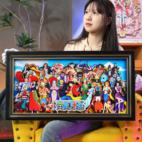 海贼王全家福3D动漫立体画路飞周边手办景品模玩盲盒礼物挂画挂件