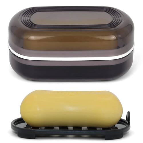 Portable Bathroom Soap Holder Container Box for Shower Black