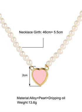Clavicle chain female pearl Love Pendant Necklace women 项链