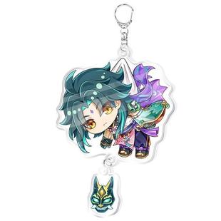 Anime Genshin Impact Keychain Cartoon Cosplay Keycha with pe