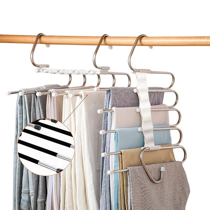 5 in 1 Pant Hanger for Clothes Organizer Multifunction Shelv