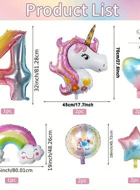 10pcs Uncortemhuohn Fol Balloons Set Dgt 1-9 Macaron Ranbow