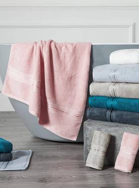 100% Cotton Bath Towel Set Absorbent Adult Bath Towels Solid