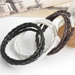 modyle leather brleKKBt steel beads charm brlet for men