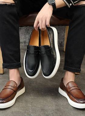Increased business men loafers shoes商务休闲鞋透气增高男皮鞋