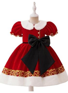 Girls Christmas Dresses Collection Girls Santa Claus snowfla