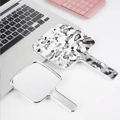 Vintage Handle Makeup Mirrors HD Beauty Portable Square Hand