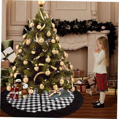 Christmas tree skirt plaid floor mat 圣诞树裙