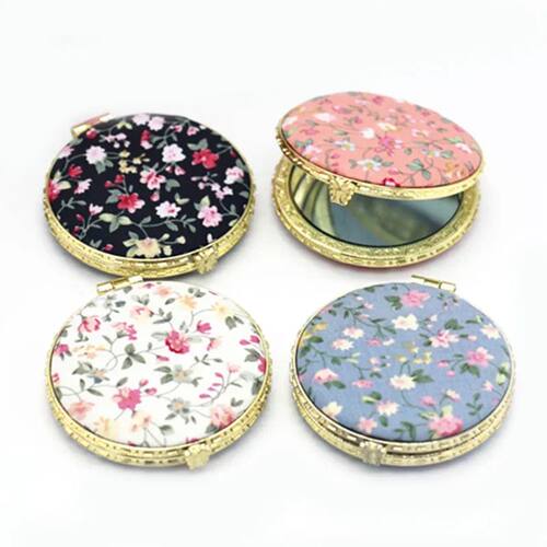 Pocket Floral Mirror Mini Makeup Compact Portable Two-side F