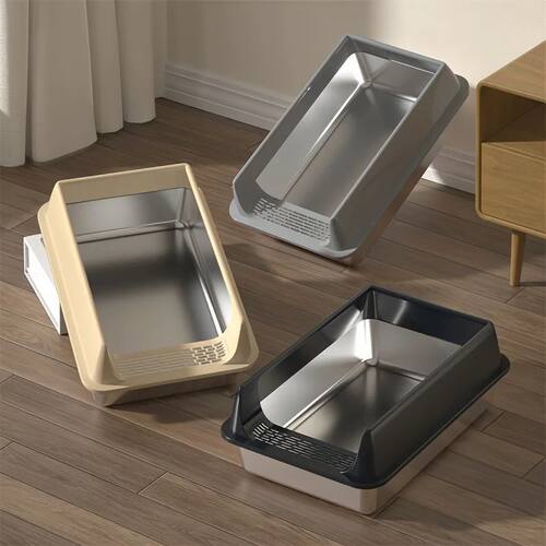 Stainless Steel Litter Box, Semi-enclosed Splash-proof And L