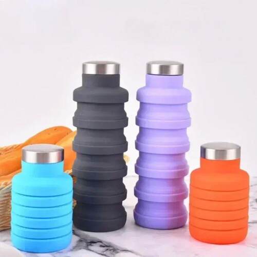 New Portable Silicone Water Bottle Retractable Folding Coffe